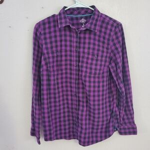 St. John's Bay Purple Checkered Women's Button Down Shirt